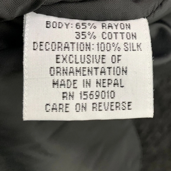 Yak Magic Cardigan Jacket Size Medium Button Up Black Brown Animal Print Beaded - Picture 12 of 13